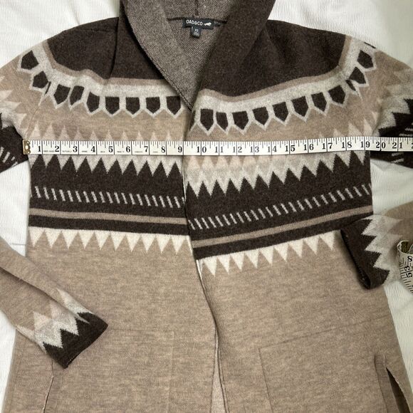 Merino wool Toad and Company Brown Navajo theme Hooded sweater jacket women’s XS - Picture 4 of 6